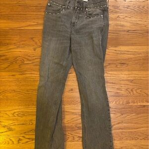 Abercrombie & Fitch Gray Straight Leg Jeans with Decorative Hem